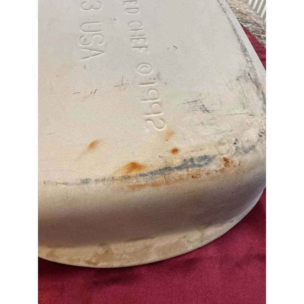 Pampered Chef Stoneware Set Rectangular Baker 0913 and Loaf Pan 076 USA Made